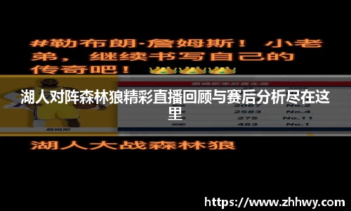 湖人对阵森林狼精彩直播回顾与赛后分析尽在这里